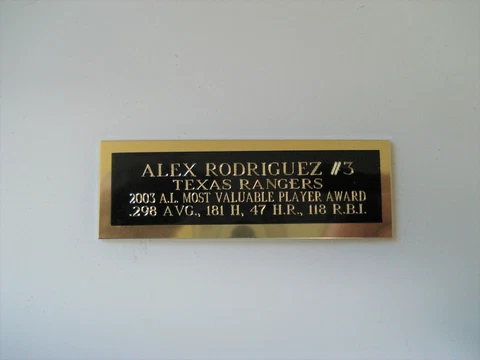 Alex Rodriguez Rangers 2003 AL MVP Award Baseball Card Plaque Nameplate 1" X 3" Cover
