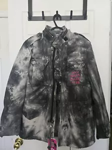 Anti Social Social Club X Alpha Industries M65 Jacket Black Tie Dye Sz Large - Picture 1 of 5