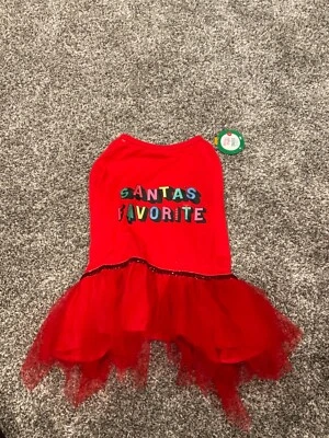 NWT MERRY& BRIGHT SANTA'S FAVORITE RED TUTU DOG PET DRESS SIZE LARGE - Image 1 of 2