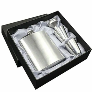 8oz Stainless Steel Liquor Hip Flask & Funnel  with 2Cups set Gift Box free ship - Picture 1 of 6