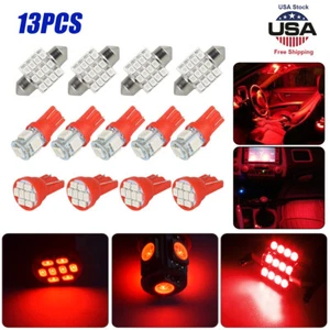 13pcs Red Auto Car LED Lights Bulbs Interior Package Kit Dome License Plate Lamp - Picture 1 of 11