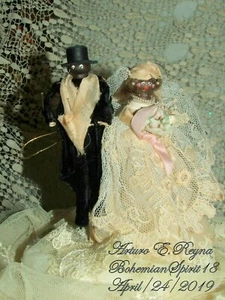 Figura de novia y novio estilo victoriano HECHA A MANO PASTEL DE BODA TOPPER decoración - Imagen 1 de 7