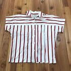 Vintage Eva White & Red Stripped Short Sleeve Button Up Blouse Women Size 11/12