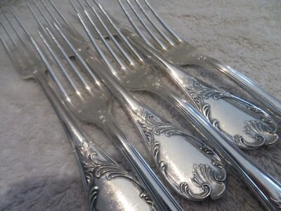 6 tenedores de cena franceses vintage chapados en plata Christofle Marly 20,7 cm Foto 1 de 4