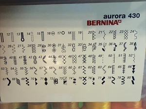 bernina aurora 430 Plastic Stitch Chart OEM - Picture 1 of 2