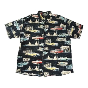 Redhead Shirt Vintage Classic Cars Bulls Teepee Short Sleeve Blue Men’s Sz XL - Picture 1 of 13