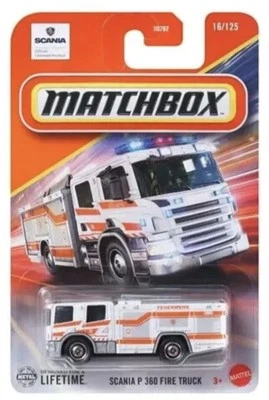 Camión de bomberos Matchbox 16/125 Scania P 360 2025 {blanco} Foto 1 de 2
