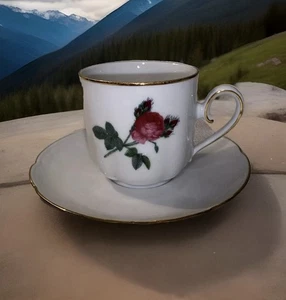 Vintage E&R Western Germany Golden Crown Rose Demitasse Cup And Saucer - Picture 1 of 10