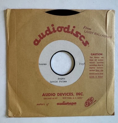 Louis Prima w/Sam Butera & Witnesses “Sugar” One-Sided Acetate 1973 M- - Image 1 of 4