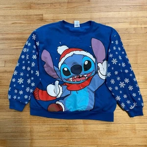 Kid L (11-13) Blue Stitch Holiday Sweatshirt Lilo Disney *Lights Not Tested - Picture 1 of 8
