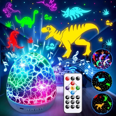PIKOY Dinosaur Toys for Kids 3-8 Night Light Projector Dinosaur Eggs | 15 Sou...
