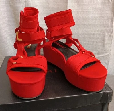 Sandalias de plataforma Liliana Barista-3 camuflaje punta abierta correa al tobillo talla 8,5 Foto 1 de 4