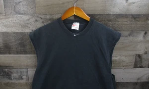 Vintage Nike Shirt Mens Large Black Cut Off Sleeveless Team Swoosh 90s Sports - Picture 1 of 11