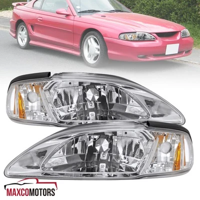 Fits 1994-1998 Ford Mustang 1PC Style Headlights Corner Signal Lamps Left+Right Foto 1 de 4
