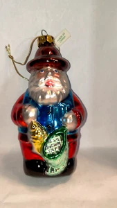 Vidrio soplado adorno de Navidad pesca Santa 5" - Imagen 1 de 2