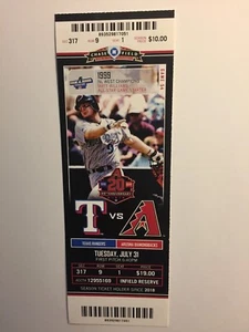 Arizona Diamondbacks vs Texas Rangers 31. Juli 2018 Ticket Stub - Bild 1 von 1