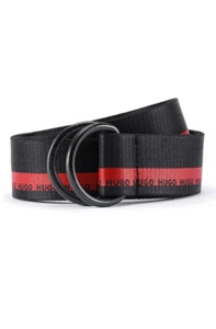 HUGO Fabric BLACK belt with red logo tape-SIZE (L). - Picture 1 of 3