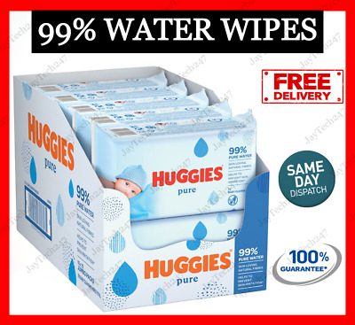 Huggies Baby Wipes Wet 99% Purified Pure Water Sensitive Skin UK • 9.59£