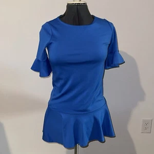 Polo Ralph Lauren girl's dress size 14 blue drop waist short ruffle sleeves - Picture 1 of 5