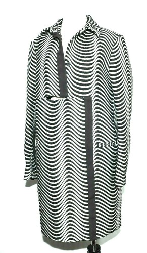 FANTASTICO CAPPOTTO A MOLLA JAQUARD OTTICO A RIGHE KENZO TAGLIA 40 UK 10