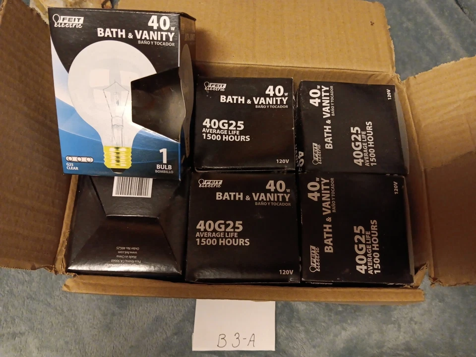 Case Of 6 Feit 40W Clear G25 Vanity Bulbs - Image 1 of 1