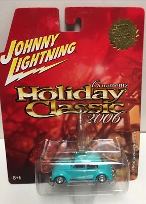Johnny Lightning 2006 adorno clásico de vacaciones 1950 Volkswagen bebé escarabajo azul Foto 1 de 4