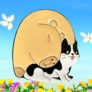 Enamel Pin Capybara With A Cat Cuddling  Brooch Heart Lapel Cute Lapel Backpack - Picture 1 of 5