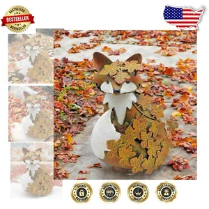 Decorative Iron Fox Statue with Maple Leaf Finish - Ideal Gift for All Seasons - Picture 1 of 9