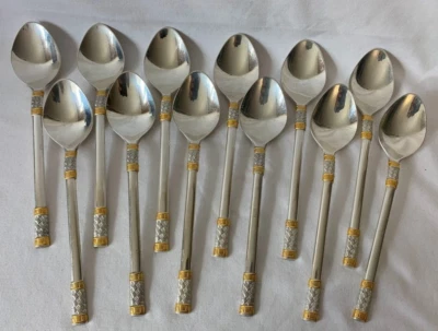 Wallace Aegean Weave Gold Sterling Silver 12 Teaspoon  6 5/8" - Image 1 of 4