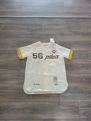 NEW WOW! 1968 JIM BOUTON SEATTLE PILOTS BASEBALL JERSEY MITCHELL NESS 48 XL  - Image 1 of 4
