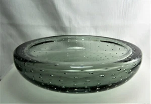 Bullicante a bolla di Murano anni 50 vetro artistico ciotola bassa grigio fumo MCM vintage - Foto 1 di 6