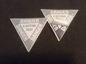 USAF DANGER - EJECTION SEAT FIGHTER AIRCRAFT PLACARD DECALS MATTE BLACK 2 EA. - Picture 1 of 4