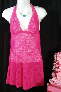 Victoria's Secret Slip S stretch lace halter pink nightie small vtg-11 - Picture 1 of 12