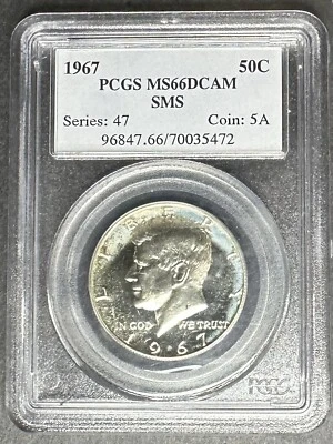 1967 SMS Kennedy Half Dollar PCGS MS-66 DCAM, Buy 3 Items, Get $5 Off!! - Image 1 of 2