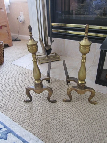 BRASS FIREPLACE HEARTH ANDIRONS ENDS /LOG HOLDERS Cover
