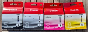 Genuine Canon PGI-5Bk & CLI-8Bk CLI-8M CLI-8Y ink cartridges - Picture 1 of 6