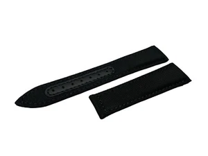 Schwarz 19 20 21 22 mm Stoff/Leder Armband/Band passend für Omega SeaMaster/PlanetOcean - Bild 1 von 15