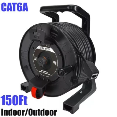150Ft Cat6A RJ45 Ethernet Network Outdoor Shielded Retractable Extension Cable - Image 1 of 4