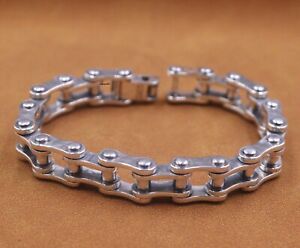 Real Solid 925 Sterling Silver Chain Lucky Geometry Square Link Bracelet 78-79g