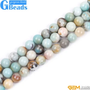 Cuentas redondas de piedras preciosas amazonita coloridas naturales envío gratuito 15" 4 mm-18 mm - Imagen 1 de 63