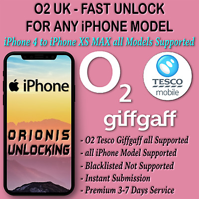 IPHONE O2 TESCO UNLOCK CODE SERVICE 5S 5 SE 6 6S 7 8 X XR XS 11 12 13 Pro Max UK • 1.81£