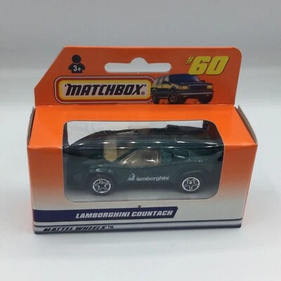 Ruedas Matchbox Mattel #60 Lamborghini Countach verde sin usar, en caja Foto 1 de 4