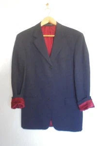 100% Wool Vintage Pierre Cardin Blue Jacket, Red Silky Lining Stylish Retro - Picture 1 of 8