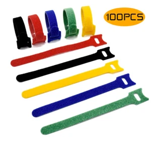 100er-Pack Kabelbinder Klett Klettband wiederverwendbar Set 150mm - Bild 1 von 6