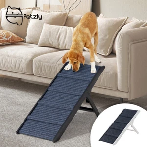 Petzly Foldable Dog Ramp Adjustable Height Pet Ramp Folding Portable Black/White - Picture 1 of 32