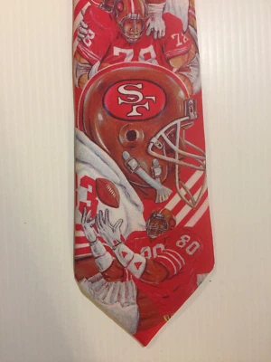 Corbata vintage 1990 Ralph Marlin San Francisco 49er Joe Montana & Jerry Rice Foto 1 de 4