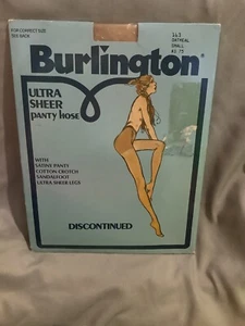Burlington ultra transparente Strumpfhose ~ Small, Haferflocken, Sandlefoot, satiniertes Höschen ~ USA - Bild 1 von 2
