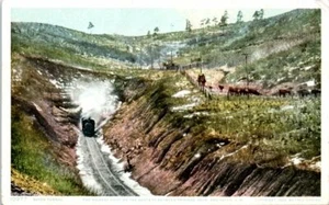 1920s Railroad Postcard Phostint Raton Tunnel Santa Fe Trail Raton NM RR Train - Picture 1 of 2