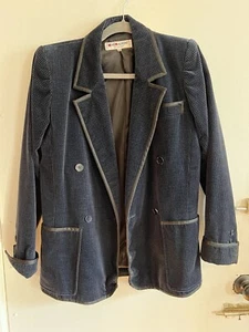 Saint Laurent Suede Suit Jacket Size 36 Blue - Picture 1 of 8