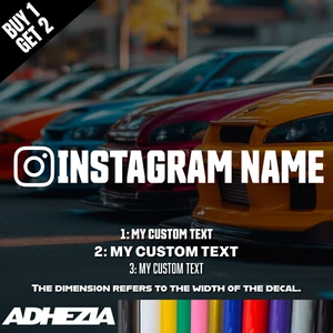 Instagram Handle Custom 2X Vinyl Decal Sticker - Design for Cars, Bumper, Window - Picture 1 of 7